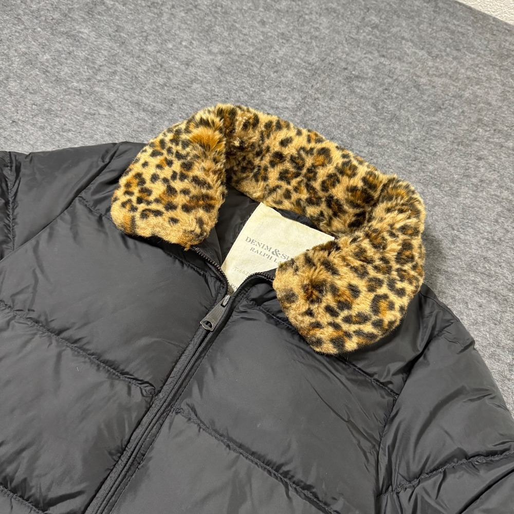 Vintage Denim & Supply Ralph Lauren Down Filled Puffer Jacket RARE Leopard M - Picture 2 of 8